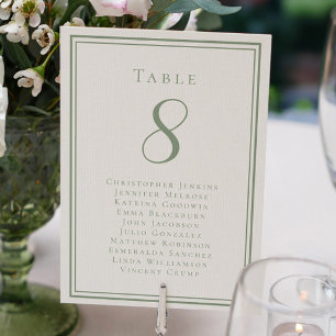 Wedding Seating List Guest Table Number Sage Green