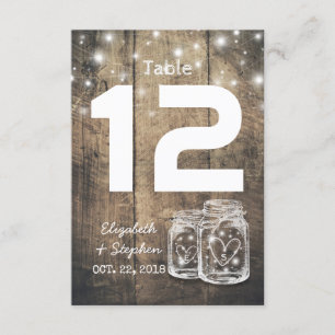 Wedding Seating Place Table Number Mason Jar Light