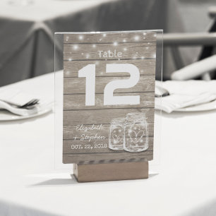 Wedding Seating Place Table Number Mason Jar Light
