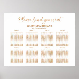 Wedding Seating Plan 8 Tables Rose Gold Sign