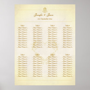 Wedding Seating Plan Chart Vintage Parchment Paper