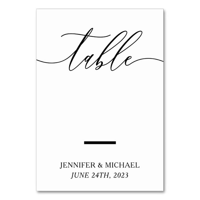 Wedding Seating Script Line Blank Table Number (Front)