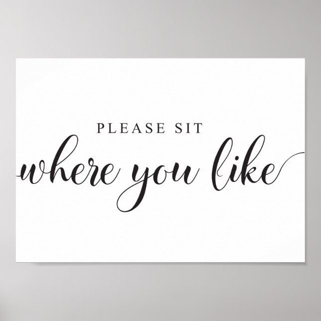 Wedding Seating Sign. Please sit where you like Poster (Front)
