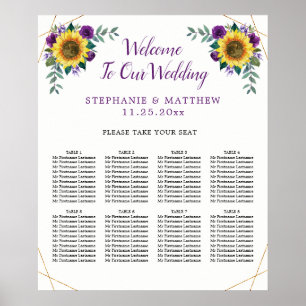 Wedding Seating Sunflower Purple Geometrical 8  Poster
