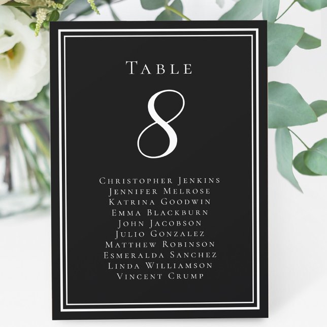 Wedding Seating Table Number Guest Names Black (Wedding Seating Table Number Guest Names Black)