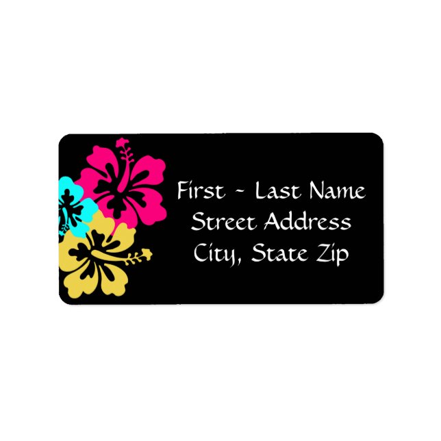 Wedding Set - Hibiscus Colourful Flowers Label (Front)
