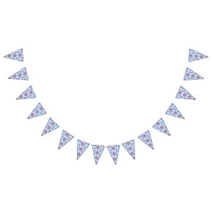 Wedding Shabby Blue Pastel Flowers Floral Party Bunting Flags