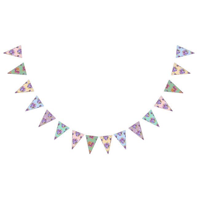 Wedding Shabby Pastel Flowers Floral Party Bunting Bunting Flags (All)
