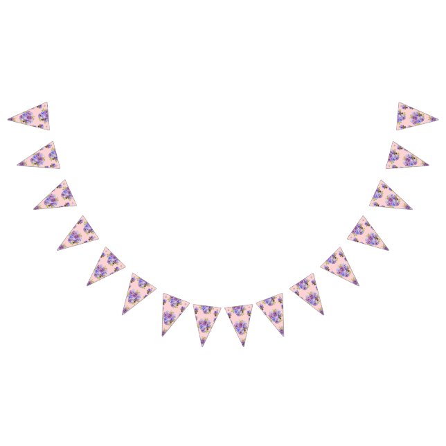 Wedding Shabby Pink Pastel Flowers Floral Party Bunting Flags (All)
