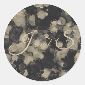 Wedding Shades of Black and Golds Classic Round Sticker