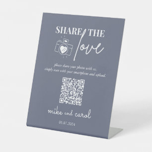 Wedding Share The Love   Photo Sharing QR Code Pedestal Sign