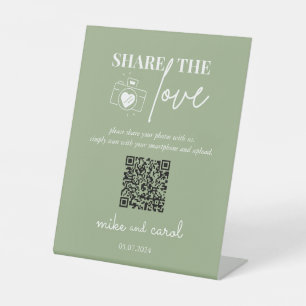 Wedding Share The Love   Photo Sharing QR Code Pedestal Sign