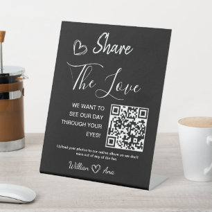 Wedding Share The Love QR Code Pedestal Sign
