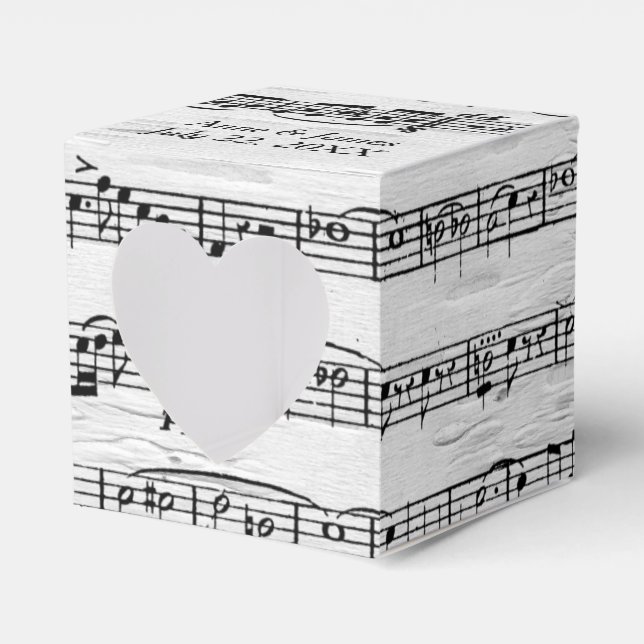 Wedding Sheet Music On Birch Favor Box (Front Side)