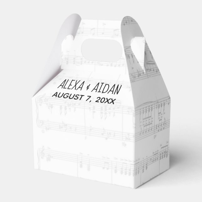 Wedding Sheet Music with Text Favor Box (Front Side)