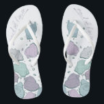 WEDDING SHOES | Modern Seashells Lilac Dusty Blue Flip Flops<br><div class="desc">Cute dusty blue and plum lilac seashell design. Handwritten calligraphy that says maid of honour - perfect for the maid of honour to wear on the beach for her bestie's wedding ceremony. Design created for TheBarefootBride™ by © WhimsicalArtwork™. This is part of a wedding stationery suite collection with matching wedding...</div>