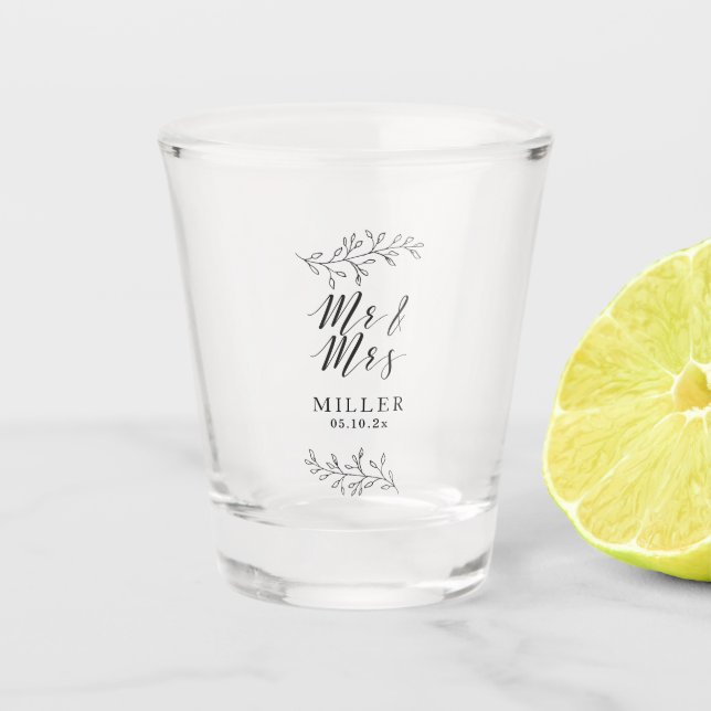 Wedding Shot Glass Favour simple personalized (Front)