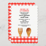 Wedding Shower BBQ Invitation<br><div class="desc">Unique summer wedding shower invites featuring a creative bride and groom fork and spoon for barbecue,  bbq or kitchen bridal shower</div>