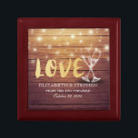 Wedding Shower Champagne Glasses Wood String Light Gift Box<br><div class="desc">Modern Wedding Gift Box Templates - Elegant Gold Lettering Script,  Vintage Champagne Glasses and String Lights on Rustic Wood Background.
A Perfect Design for your Big Day. All text style,  colours,  sizes can be modified to fit your needs!</div>