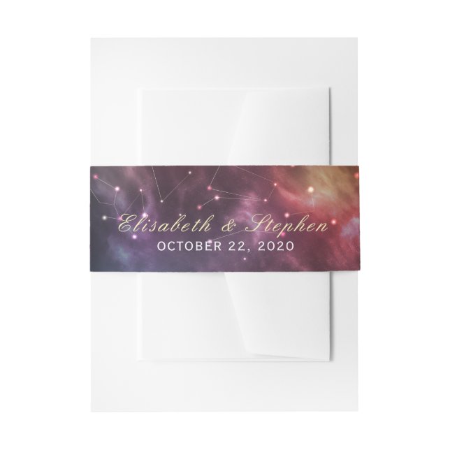 Wedding Shower Gorgeous Star Nebula Constellations Invitation Belly Band (Front Example)