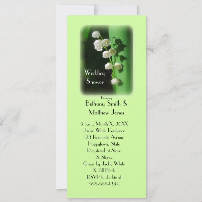 Wedding Shower Green Invitation Lily of the Valley (Front)