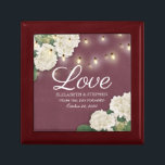 Wedding Shower Hydrangea String Light Burgundy Red Gift Box<br><div class="desc">Modern Wedding Gift Box Templates - Elegant White lovely Watercolor Hydrangea Flowers and String Lights on Burgundy Red Background.
A Perfect Design for your Big Day. All text style,  colours,  sizes can be modified to fit your needs!</div>