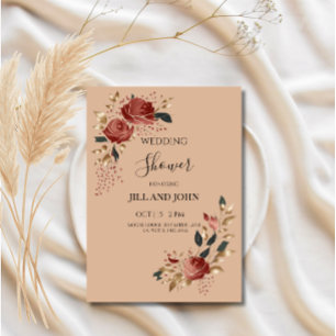 Wedding Shower Invitation Modern Bridal Rose 