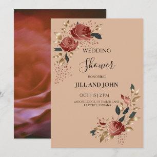 Wedding Shower Invitation Modern Bridal Rose 