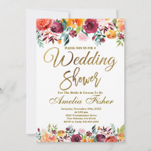 Wedding Shower Invite, Fall Floral Bridal Shower Invitation