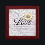 Wedding Shower Lace Sunflower Wood & String Lights Gift Box<br><div class="desc">Modern Wedding Gift Box Templates - Vintage Lace,  Sunflower and String Lights on Rustic Wood Background.
A Perfect Design for your Big Day. All text style,  colours,  sizes can be modified to fit your needs!</div>