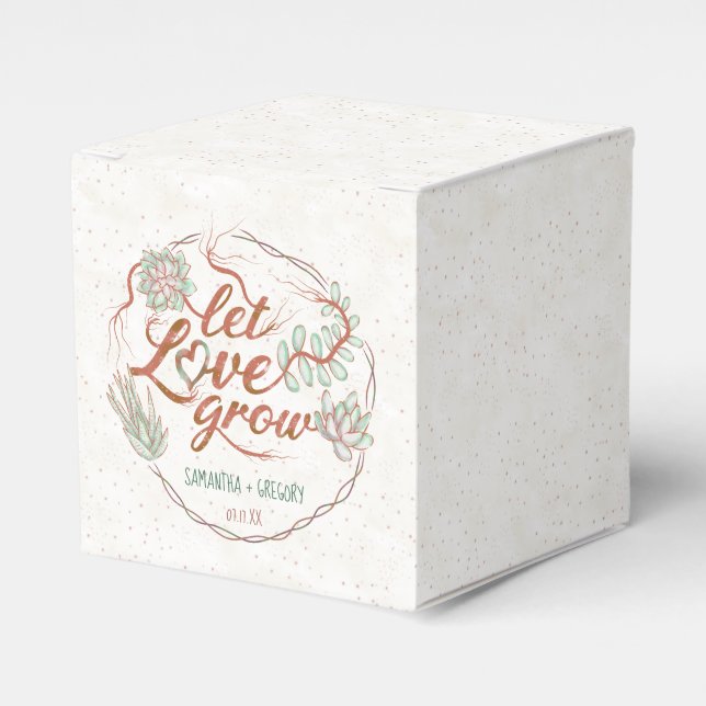 Wedding Shower Let Love Grow Succulent Plant Cute Favor Box (Front Side)