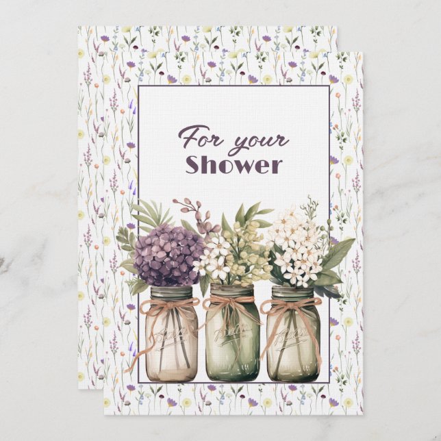 Wedding Shower Mason Jars Floral  Card (Front/Back)