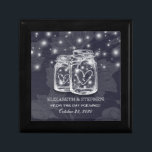 Wedding Shower Mason Jars String Lights Navy Blue Gift Box<br><div class="desc">Modern Wedding Gift Box Templates - Elegant Mason Jar and String Lights on Navy Blue Floral Linen Background.
A Perfect Design for your Big Day. All text style,  colours,  sizes can be modified to fit your needs!</div>