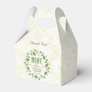 Wedding Shower Mint to Be Watercolor Leaf Wreath Favor Box