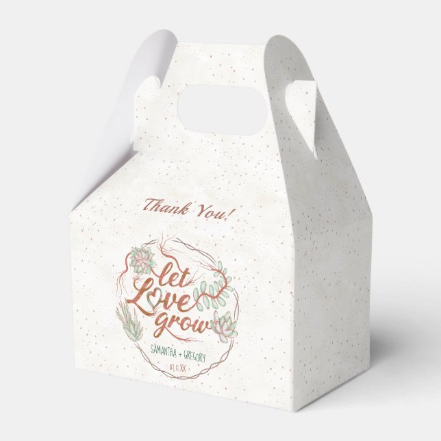 Wedding Shower Succulent Plant Let Love Grow Cute Favor Box (Front Side)