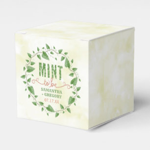 Wedding Shower Watercolor Leaf Wreath Mint to Be Favor Box