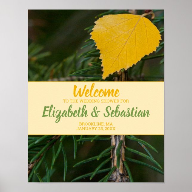 Wedding Shower WELCOME Sign Leaf Pine Branch (Front)