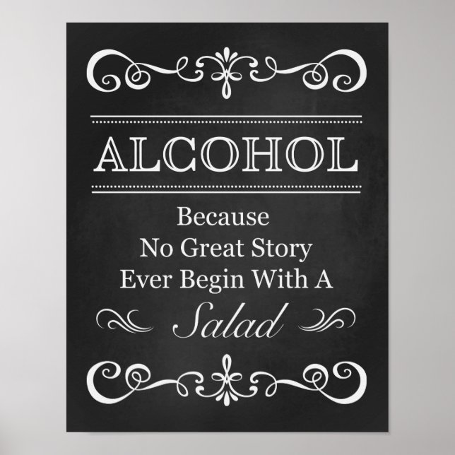 Wedding Sign - Alcohol Wedding Chalkboard Sign (Front)