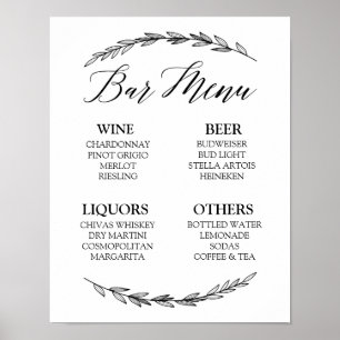 Wedding Sign – Bar Menu Laurel Wedding Sign