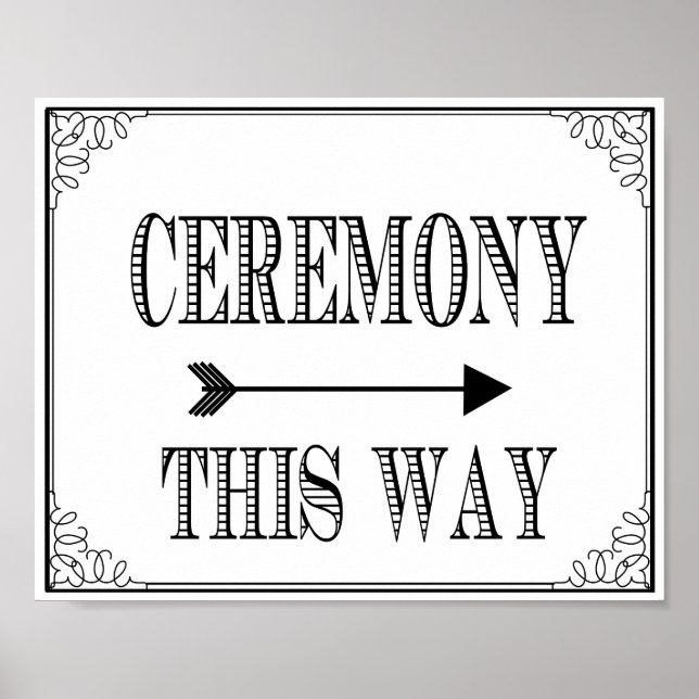 Wedding sign ceremony This Way vintage white (Front)