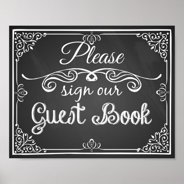 Wedding sign chalkboard "Guest book" print (Front)
