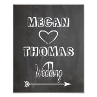 Wedding sign Chalkboard style  party way right