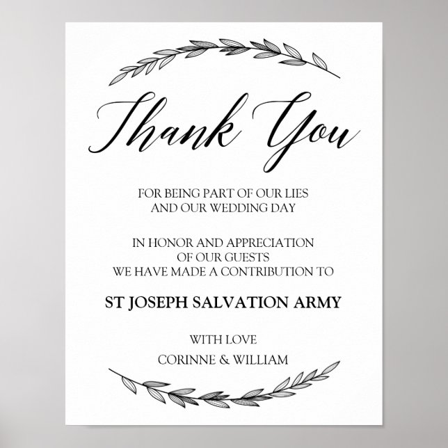 Wedding Sign – Donation Laurel Wedding Sign (Front)