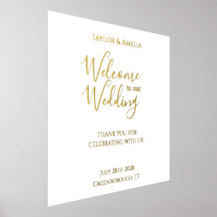 Wedding Sign Elegant Script Real Gold Foil