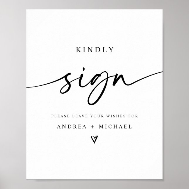 Wedding Sign Guest Book Modern Minimalist Heart (Front)
