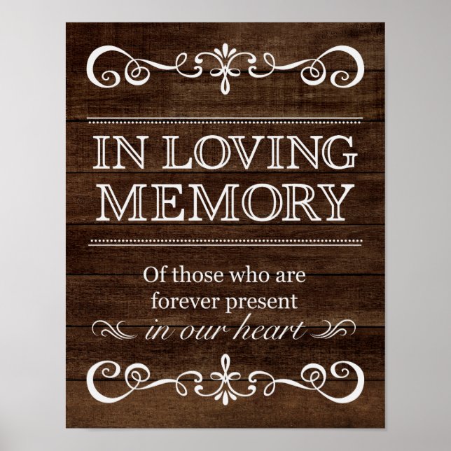 Wedding Sign – In Loving Memory Rustic Wedding Sig (Front)