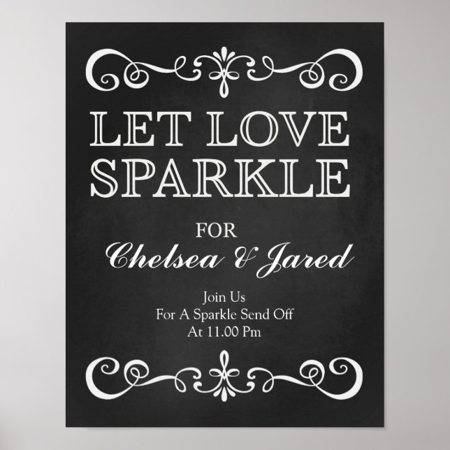Wedding Sign – Let Love Sparkle Chalkboard Sign (Front)