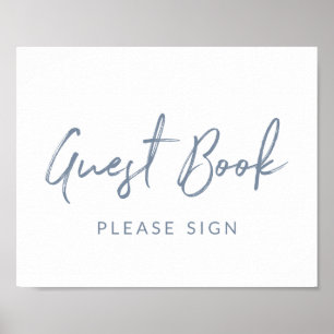 Wedding Sign "Please Sign" Typography   Dusty Blue