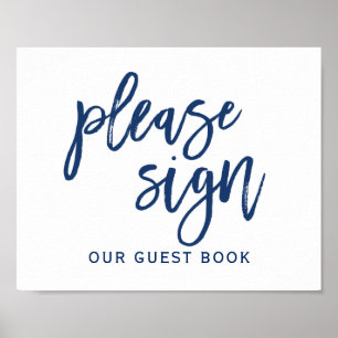 Wedding Sign "Please Sign" Typography   Navy Blue