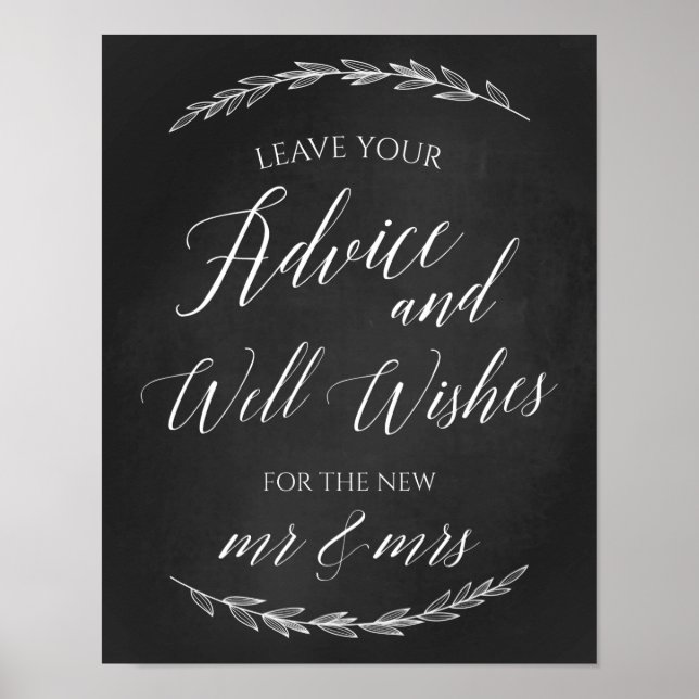 Wedding Sign – Well Wishes Wedding Chalkboard Sign (Front)